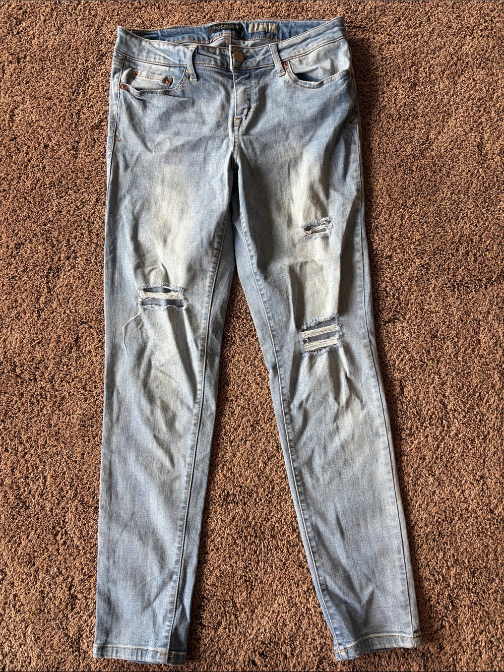 Aeropostale Light Blue Skinny Distressed Jeans - Size 10